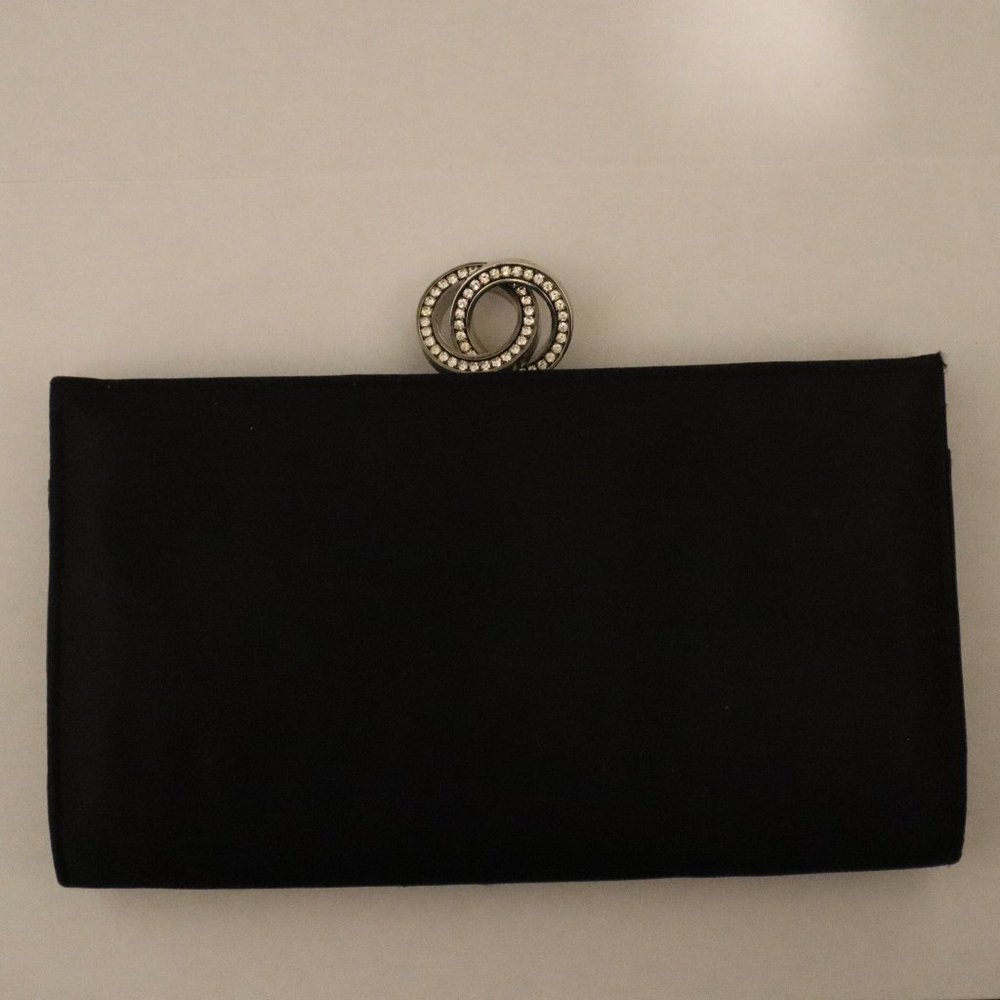 La Regale - Black Color - Fancy Gemstone Clasp - 8 1/4" x 5" - Bag With Tag